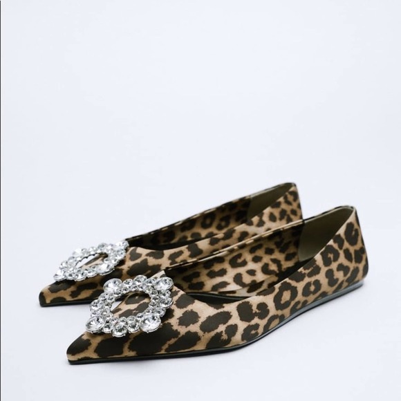 Zara Shoes - Zara Leopard Print Flats with Embellished Buckle